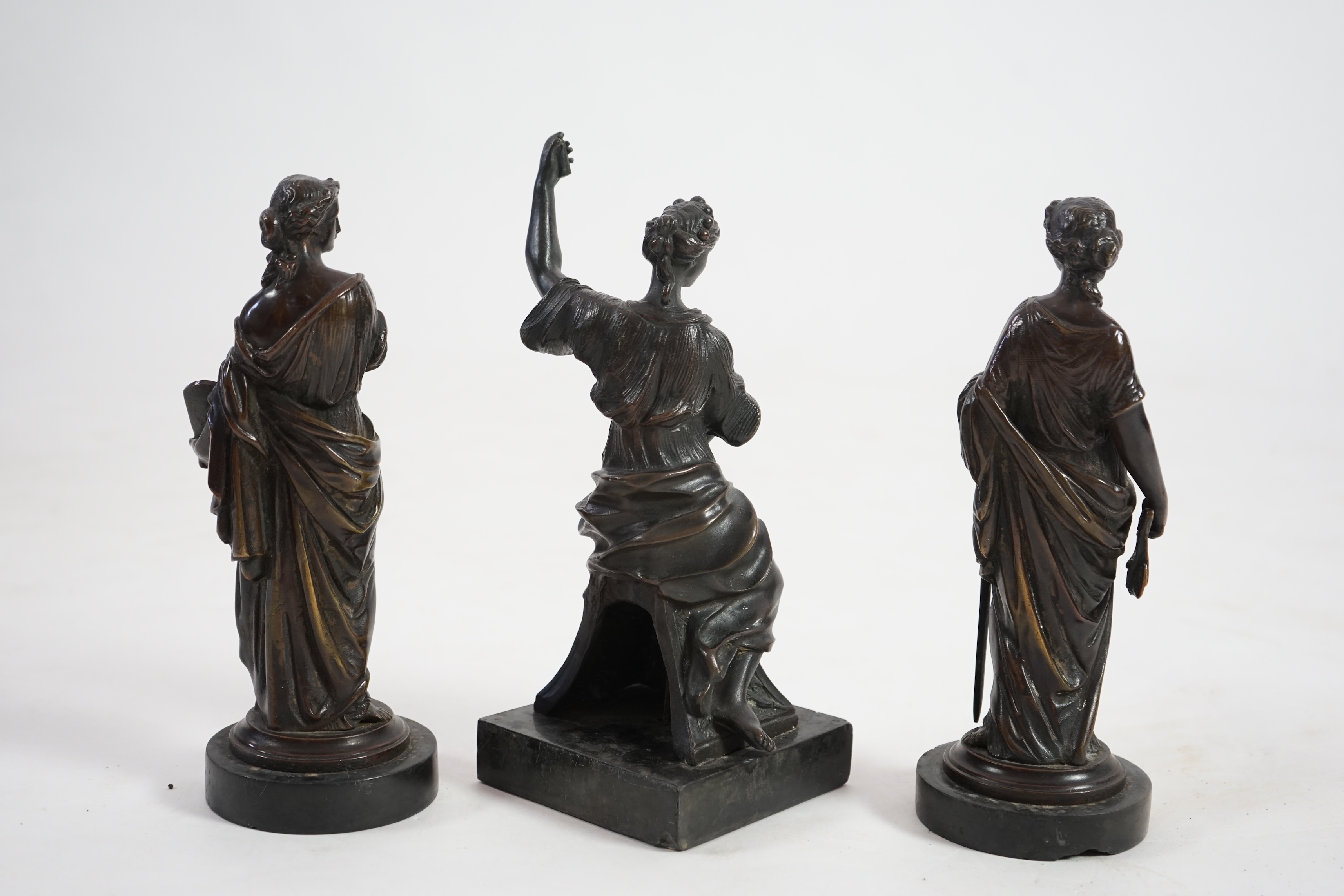 Manner of Henri Louis Levasseur (French, 1853-1934), a pair of bronze allegorical figures